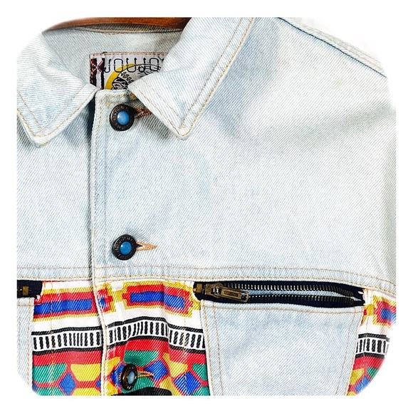 VTG 80s Denim Primary Color Navajo Print Jacket and Jeans Matching Set - Picture 4 of 10